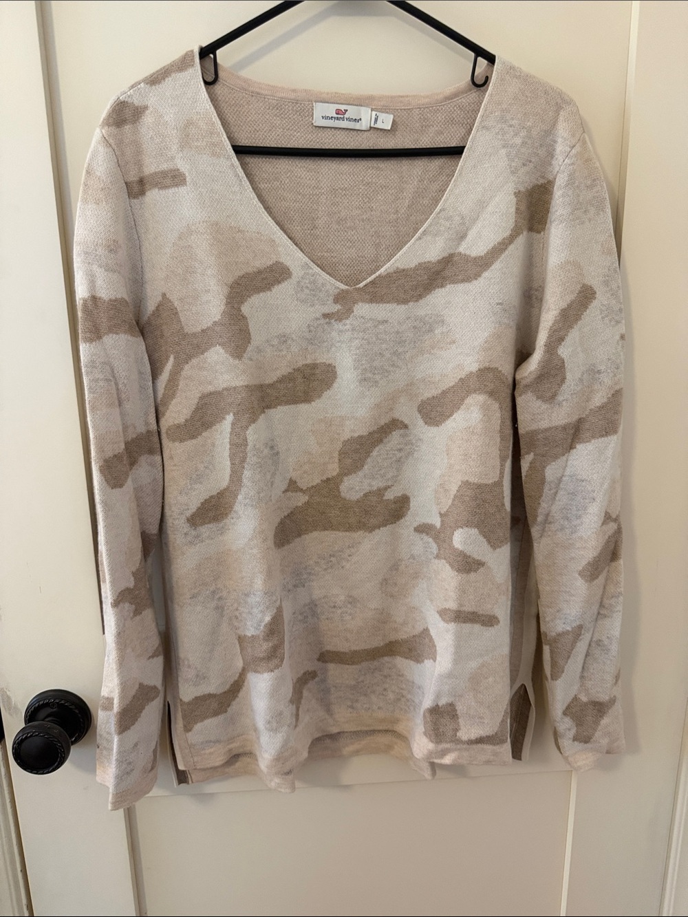 Vineyard Vines Beige Camo V-Neck Pullover